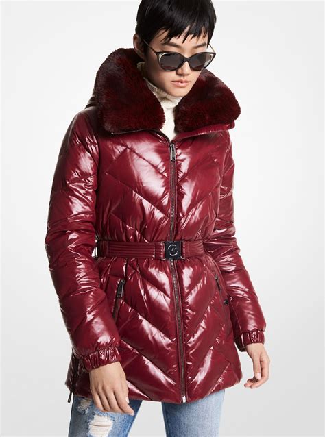 quilted faux fur hooded coat michael kors|faux fur quilted puffer jacket.